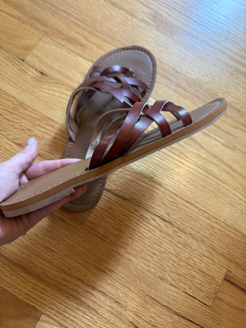 Universal Thread Brown Braided Leather Slide Sandals - Women